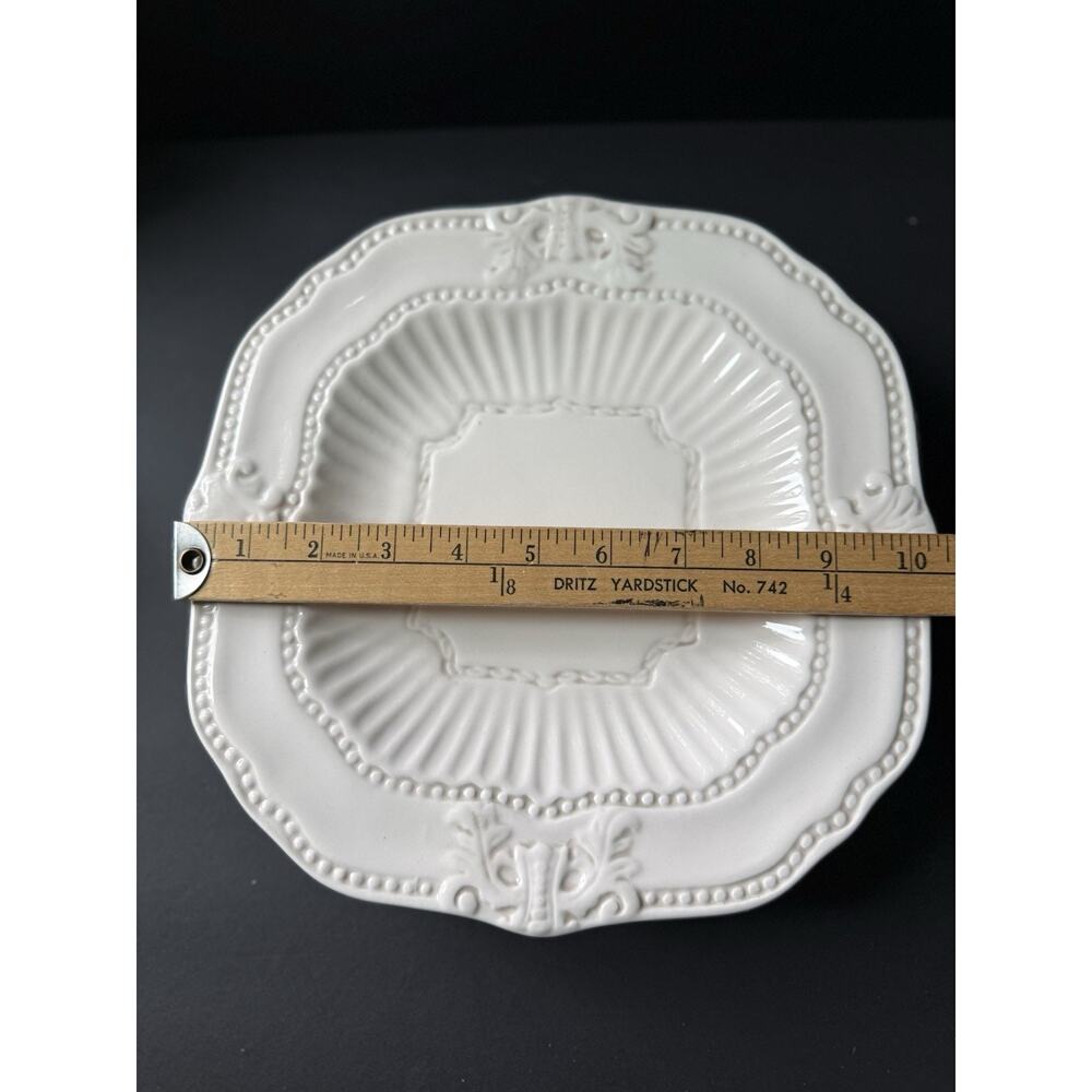 American Atelier At Home Baroque 5286 Ironstone Embossed Dinner Plate 10” (4) - Picture 4 of 5
